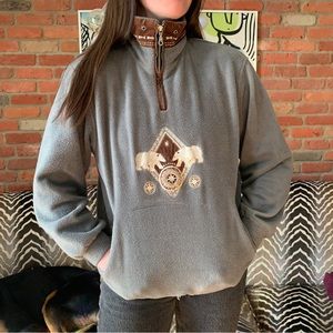 Vintage animal zip up pullover fleece